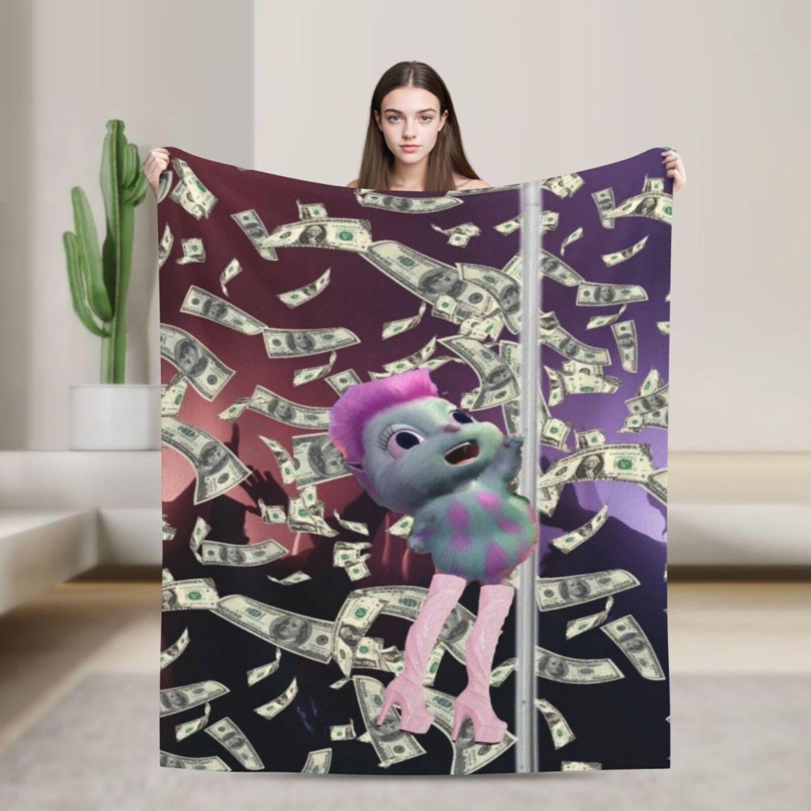 Funny Dancer Bibble Cozy Throw Blanket For Living Room,Cute Bibble Love Money Lightweight Flannel Blanket,For Napping,Sofa 75X95CM