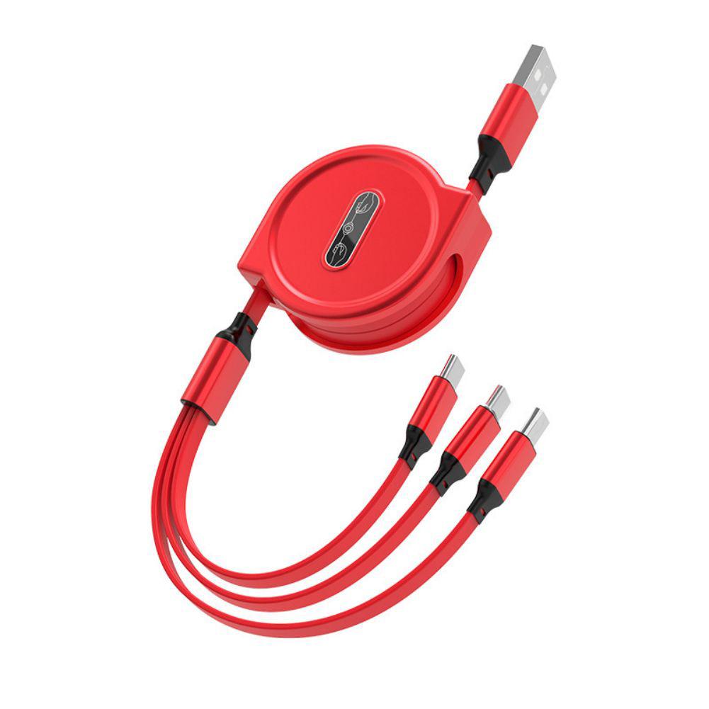 3-In-1 2.5A Charging Cable Fast Charging Wire Multi Charging Cord USB Cord Adapter Compatible For Android IPhone Devices