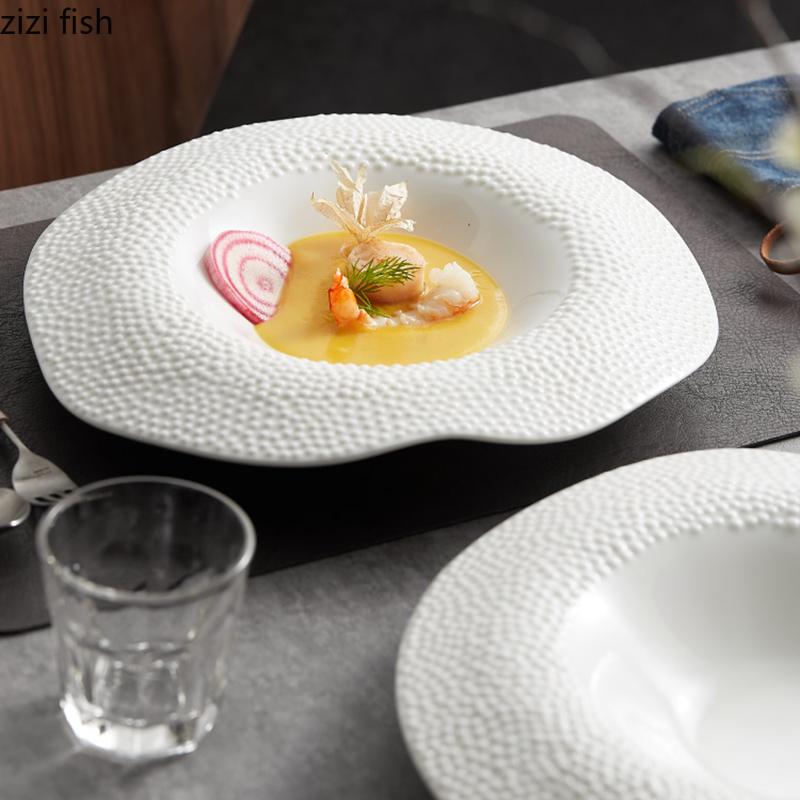 Creative Ceramic Dinner Dish Steak Plate Home Furnishing Irregular Shape Tableware Dessert Trays Creative Tableware Pasta Plates