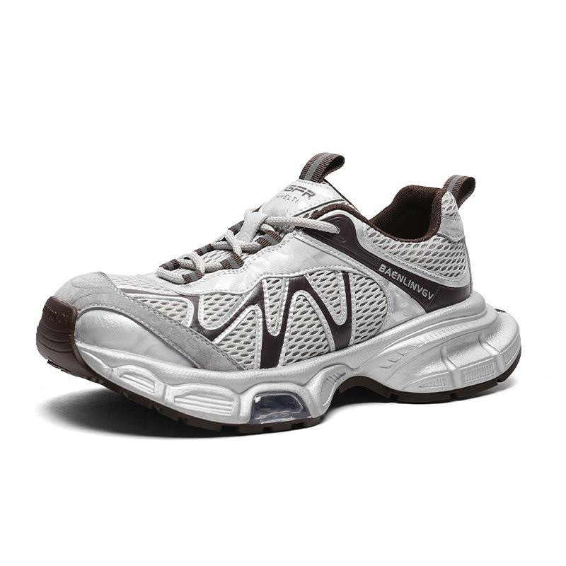 

Color matching dad shoes women s autumn new thick-soled heightened non-slip wear-resistant leather casual sports shoes tide 35 коричневый