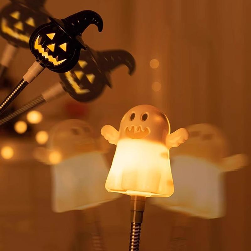 Pumpkin Glowing Shake Stick Cute Ghost Hand Crank Stick With Led Light Halloween   Party Decor Guests Gifts