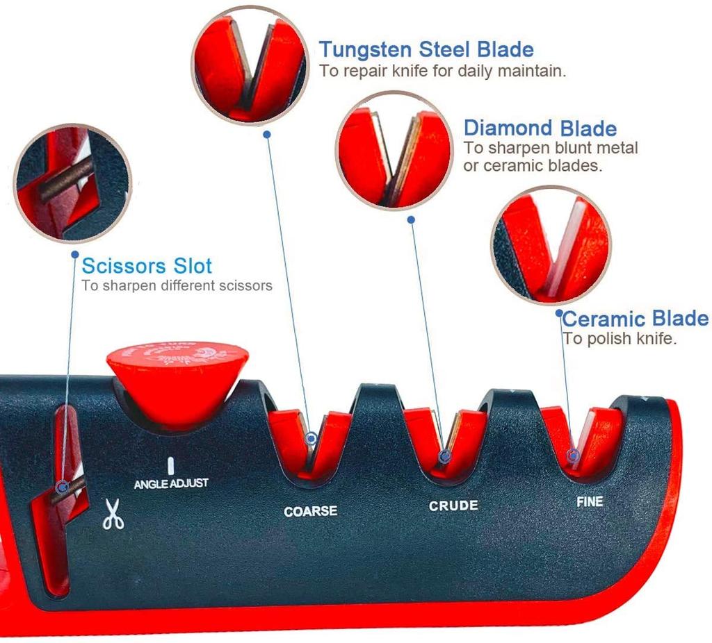 4-in-1 Knife Sharpener Adjustable Angle Professional Kitchen Grinding Machine Scissors Knives Grinder Whetstone Sharpener Tool