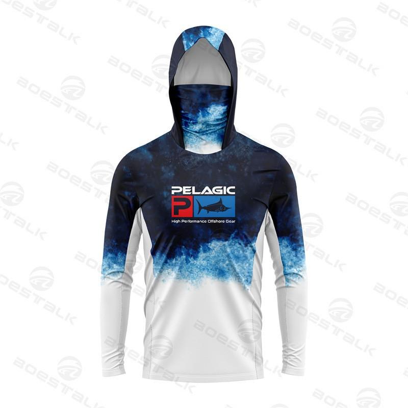 Mens Lightweight Quick-Dry Fishing Hoodie With Neck Cover UV Protection Long Sleeve Outdoor Angling Fall