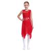 Kids Girls Lyrical Modern Contemporary Dance Dress Ballet Leotard Dress Cut Out Front Backless Mesh Tulle Skirt