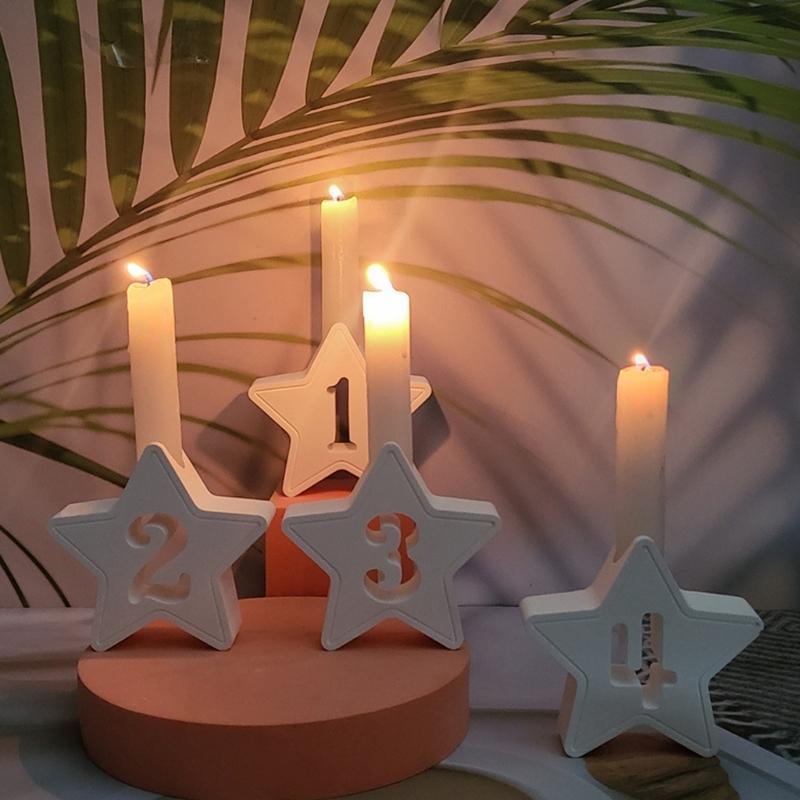 4Pcs Star Shaped Silicone Molds for Epoxy Resin, Candlestick, Candle Holder, Home Decoration, Plaster Silicone Mold