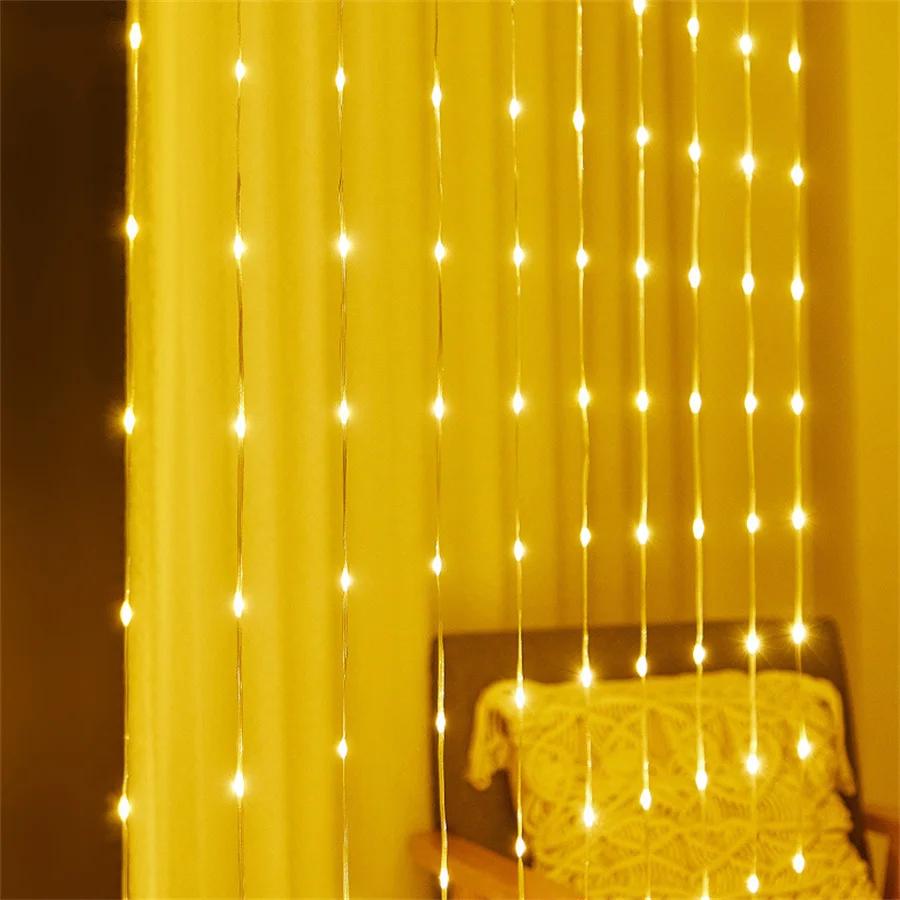 3X3M 300 LED PVC Waterfall Curtain Fairy Light Meteor Shower Rain String Light Water Flow Icicle Light For Wedding Party Decor