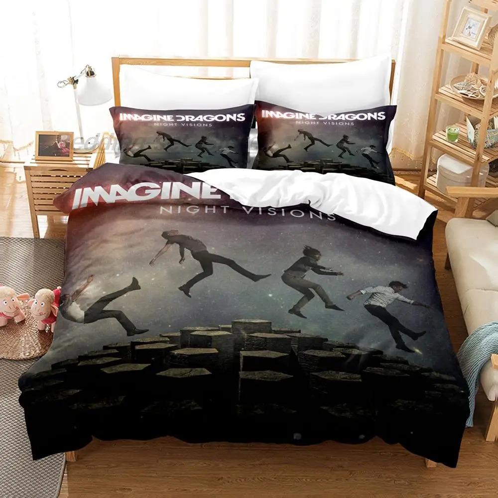 Imagine Dragons Bettwäscheset Einzelbett Twin Full Queen King Size Bettset Aldult Kinder Schlafzimmer Bettdeckenbezug Sets 3D Druck Bettlaken Set
