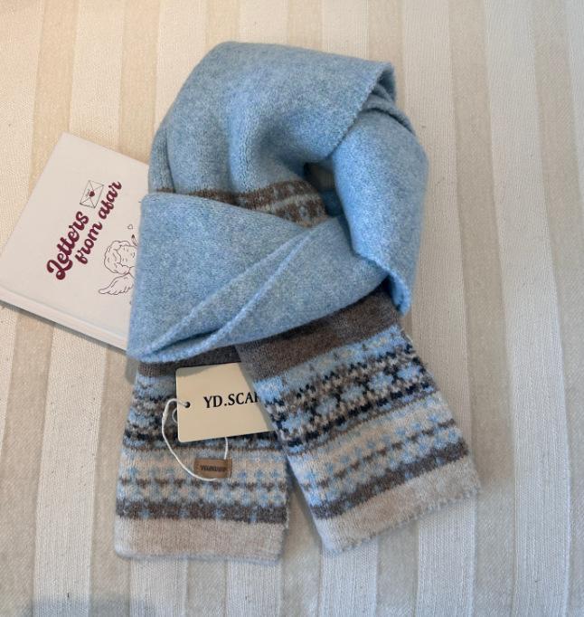 Fair Island wind jacquard knitted scarf women's winter new warm thickened student couple neck scarf tide