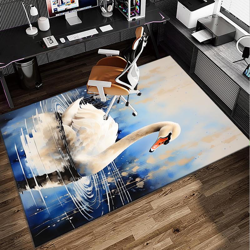 Swan And Lotus Fantasy Office Rug Chair Mat, Entryway Carpet, Suitable for Front Door, Bedroom, Living Room, Desk, Holiday Gift