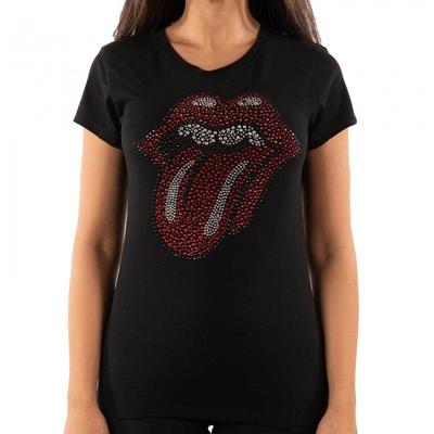 Damen-/Damen-T-Shirt mit klassischer Zunge und Strasssteinen