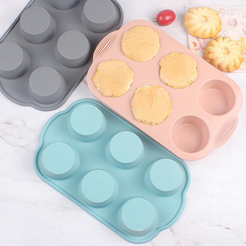 Silicone Cake Mold Pan 6 Cup Baking Tray Non-Stick Muffin Mould Cupcake Baking for Cakes Biscuit DIY Cake Kitchen Accessories
