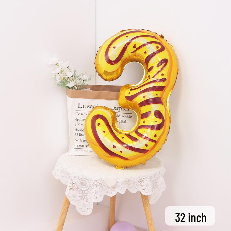 Cartoon Donut Number Balloon for 1st Birthday Party Decorations and Photo Props