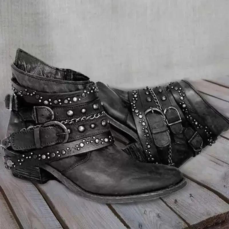 Autumn And Winter Fashion Women'S Boots New Platform Casual Leather Plus Size 43 Women'S Boots Belt Buckle Boots
