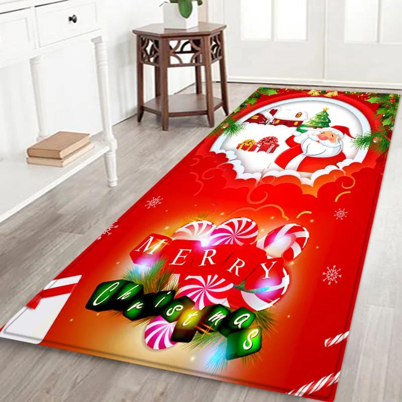 Christmas Santa Claus Snowman Kitchen Hallway Balcony Runners Rugs New Year 2024 Christmas Decorations Bedroom Entrance Doormat