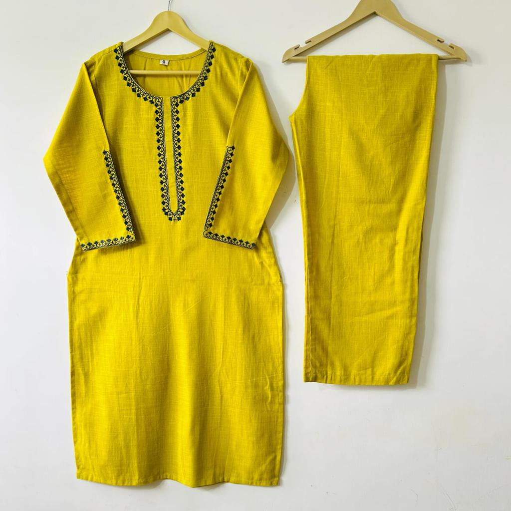 Indian Designer Top Tunic Cotton Slub Kurti Women Bollywood Party Wear Salwar Kameez Kurta Pant Set