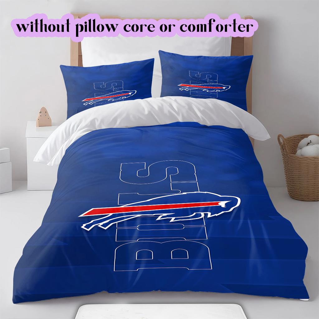 football Logo Pattern Bedding Quilt Set Quilt Cover Pillowcase Home Decoration Birthday Gift (1*duvet cover+ 2*pillowcase, without core)