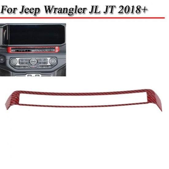 For Jeep Wrangler JL JT 2024 Center Navigation Air Vent Outlet Cover Red Carbon