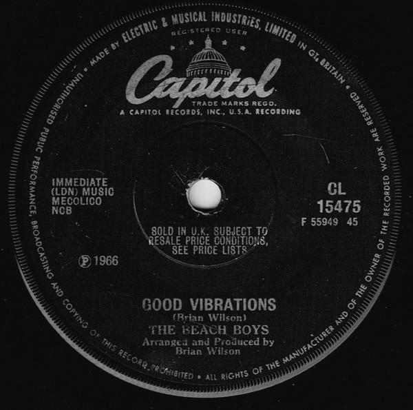 

7-дюймовая пластинка BEACH BOYS - Good Vibrations CL15475 Capitol Records 1966 UK Поп Б/У