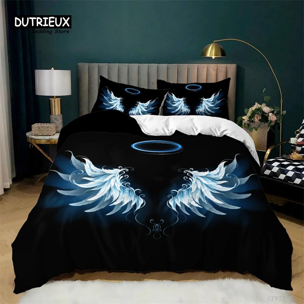 Three-Dimensional Cartoon Angel Quilt Cover Angel Wing Bed Ensemble Fine Microfiber Flower Comforter Cover Full King Dimension Size For Girls Kids