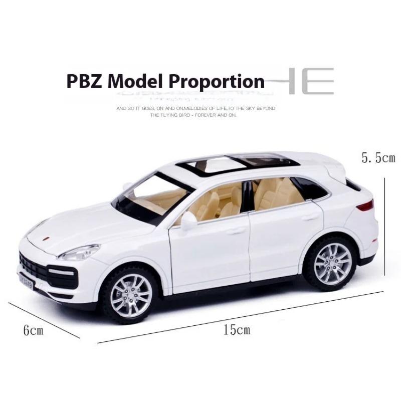 Skala 1/32 Porsche Cayenne Turbo Samochód Stopowy Model Odlewany Model Symulacyjny Ornament Dźwięk Światło Odciągany Zabawka Kolekcjonerski Model Hobbystyczny Prezent