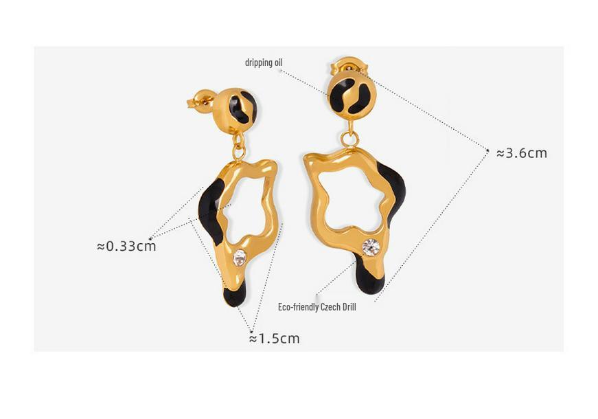 Retro Asymmetrical Enamel Titanium Steel Dangle Earrings - Exaggerated Personalized Accessories