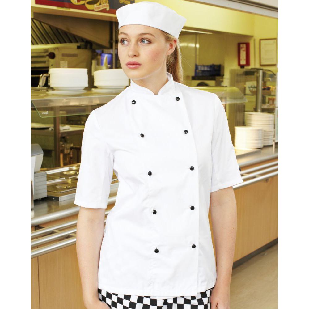 Dennys Womens/Ladies Lightweight Short Sleeve Chefs Jacket / Chefswear