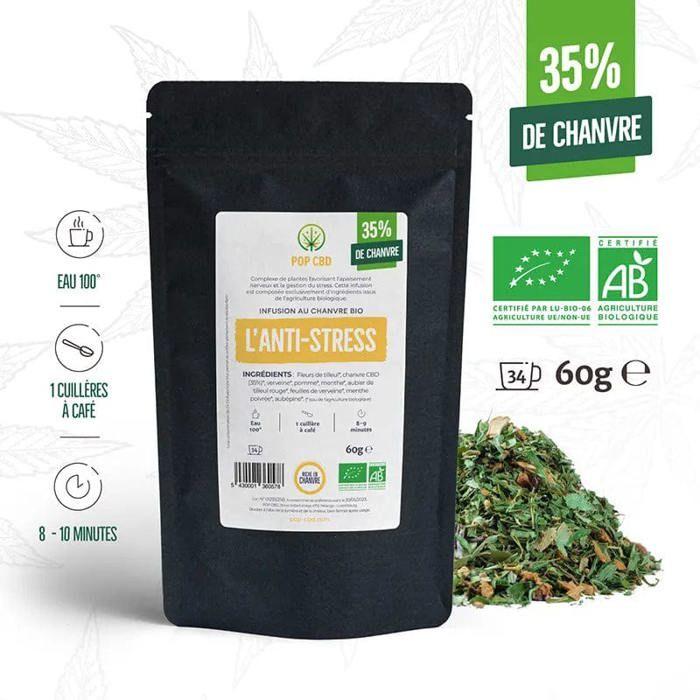 

Infusion Création Bio, Anti Stress, au Chanvre CBD 2 sachets