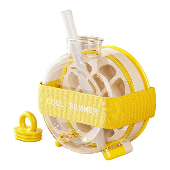 

2-в-1 Форма для кубиков льда и бутылка для воды Пресс-релиз Hands-Free Ледяной лоток с трубочкой Портативный герметичный морозильный контейнер для летних путешествий Дома и на природе D