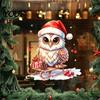 Removable PVC Window Film Christmas Owl Static Cling Decal, Waterproof Decorative Sticker, Easy Winter Wall Stickers Apply Sticker for Home Store And