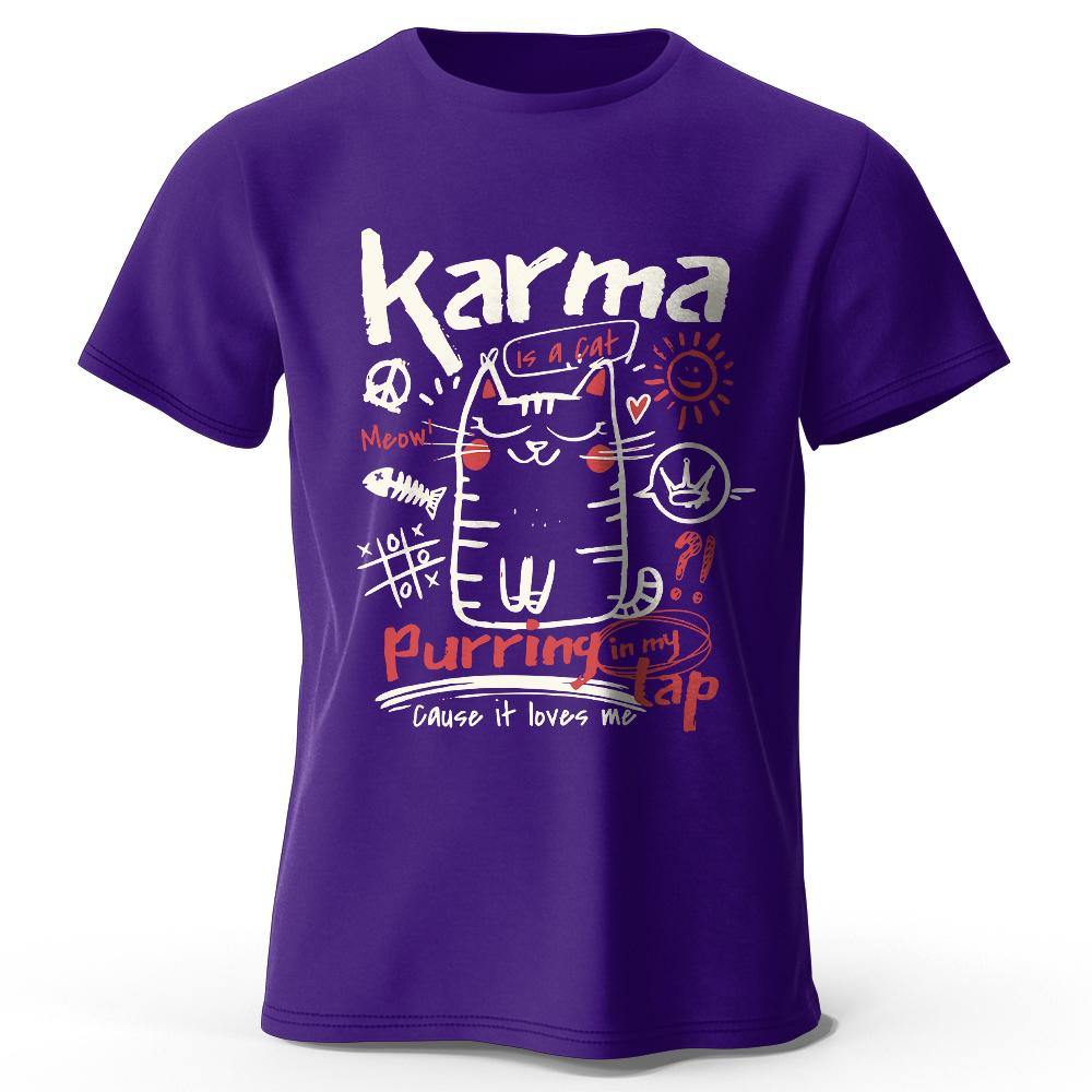 Unisex Japanese Cat T-Shirt 100% Organic Cotton Relaxed Fit Hand-painted Kitten Graphic Tee for Adults Kawaii Style