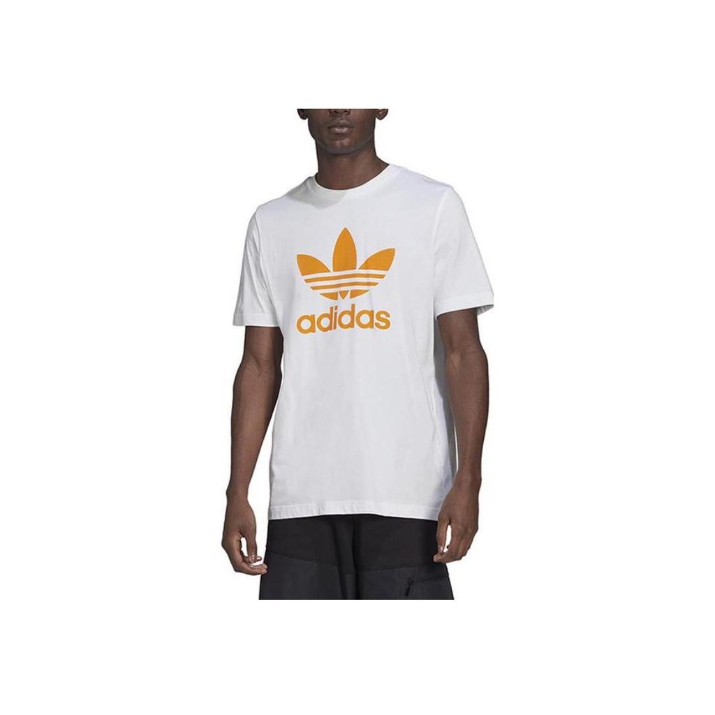 Adidas Originals Trefoil Big Logo Print Crew Neck T-Shirt Men Tops White HE9510
