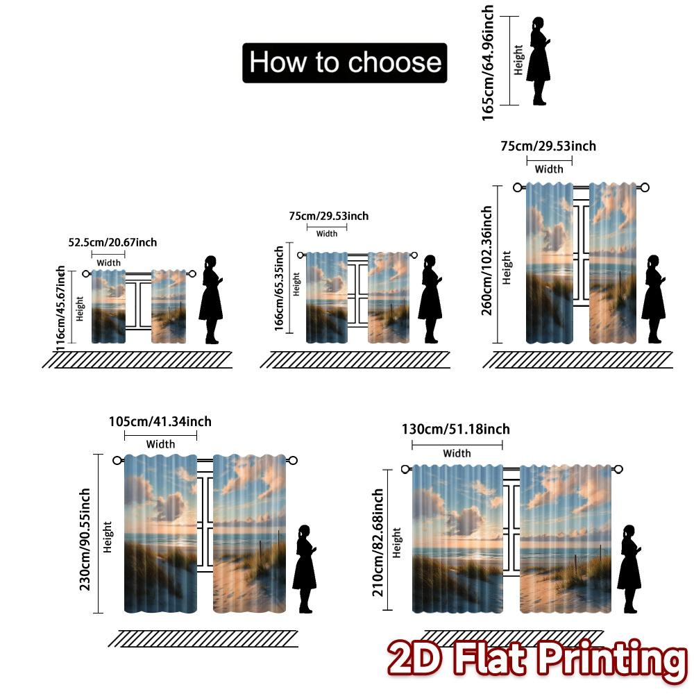 2pcs   2D FLAT PRINTING Curtains (Without Rod) Sunset Dunes Popular Curtains Durable Polyester Curtains All Seasons Perfect for