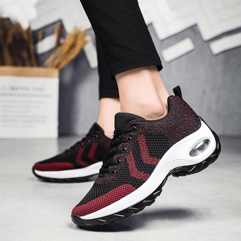 Summer New Square Dance Shoes Women'S Shoes Air Cushion Heightening Shoes Women'S Large Size Fly-Woven Breathable Dance Shoes Outdoor Sports Shoes