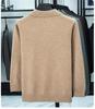 Men's Lapel Solid Color Warm Knit Sweater - Thickened Wool, Cashmere Feel, 2025 Autumn/Winter Collection
