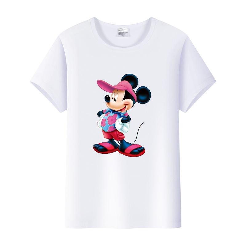 Casual Disney Cartoon Minnie Summer Blouses Men T-shirt White 2000s Tees Women Tshirt Ladies Mickey Mouse Tops Oversized Clothes