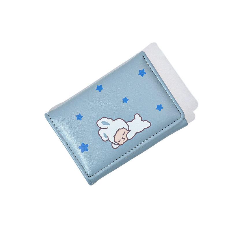 Cute Buckle Folding Wallet for Women Cartoon PU Leather Bank Card Holder Short Purse Birthday Gift for Girls Billfold
