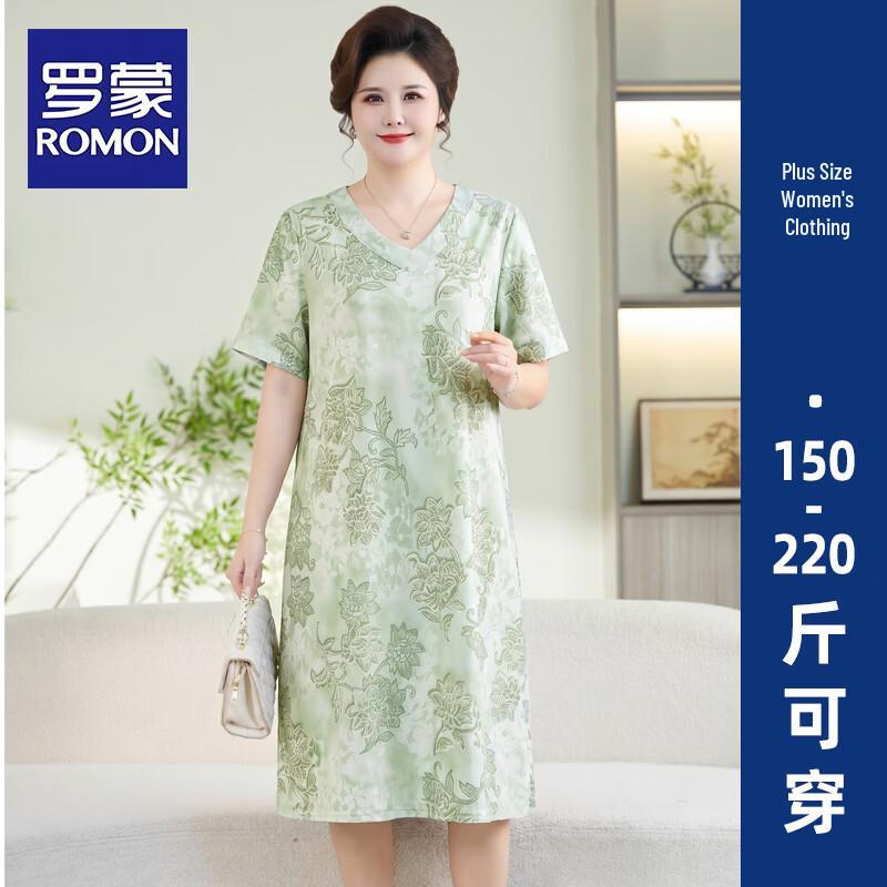 ROMON Women s Floral Print V-Neck Dress 5XL