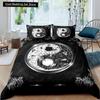 Yin Yang King Queen Duvet Cover Mandala Bohemian Bedding Set Retro Lotus Tai Chi Bagua Comforter Cover Chinoiserie Quilt Cover