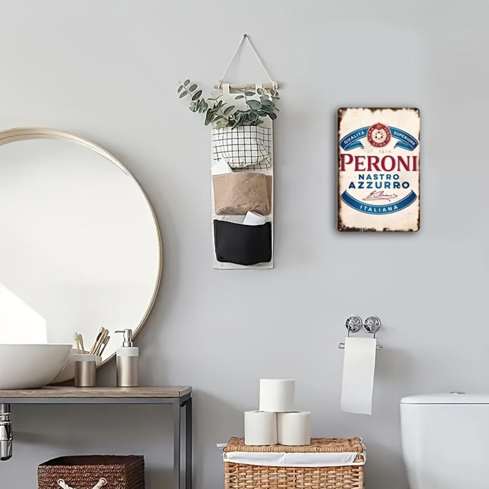 Peroni Nastro Azzurro Vintage kovový znak - 8x12" plechová deska s italským pivem, rustikální nástěnná dekorace pro bar, domov, odolná proti povětrnostním vlivům