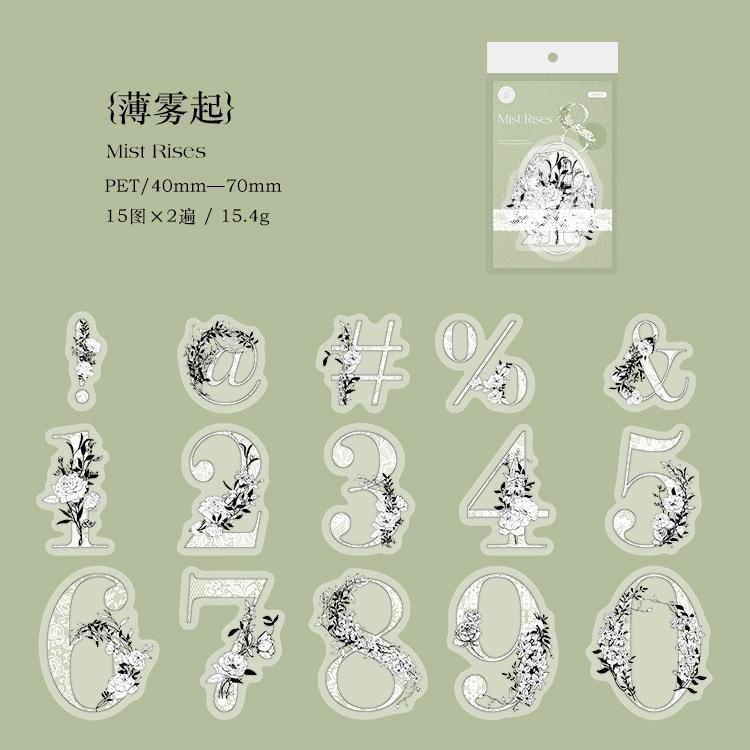 30PCS/Pack PET Lace Stickers Pack White and Black Theme Sticker for Scrapbooking Diary Decoration
