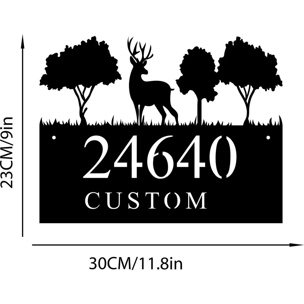 Metal Deer Address Sign Custom Family Name Ranch Yard Decor