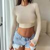 Long-Sleeved T-Shirt for Women, Fashionable Hot Girl Style, European and American New Autumn and Winter Base Shirt, Tight-Fitting Sexy Short Crop Top