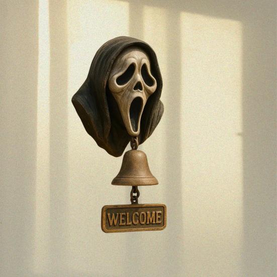 German Shepherd Welcome Bell Wall-Mounted Screaming Ghost Door Bell Retro Dog Door Bell with Welcome Sign for Front Porch Garden Door