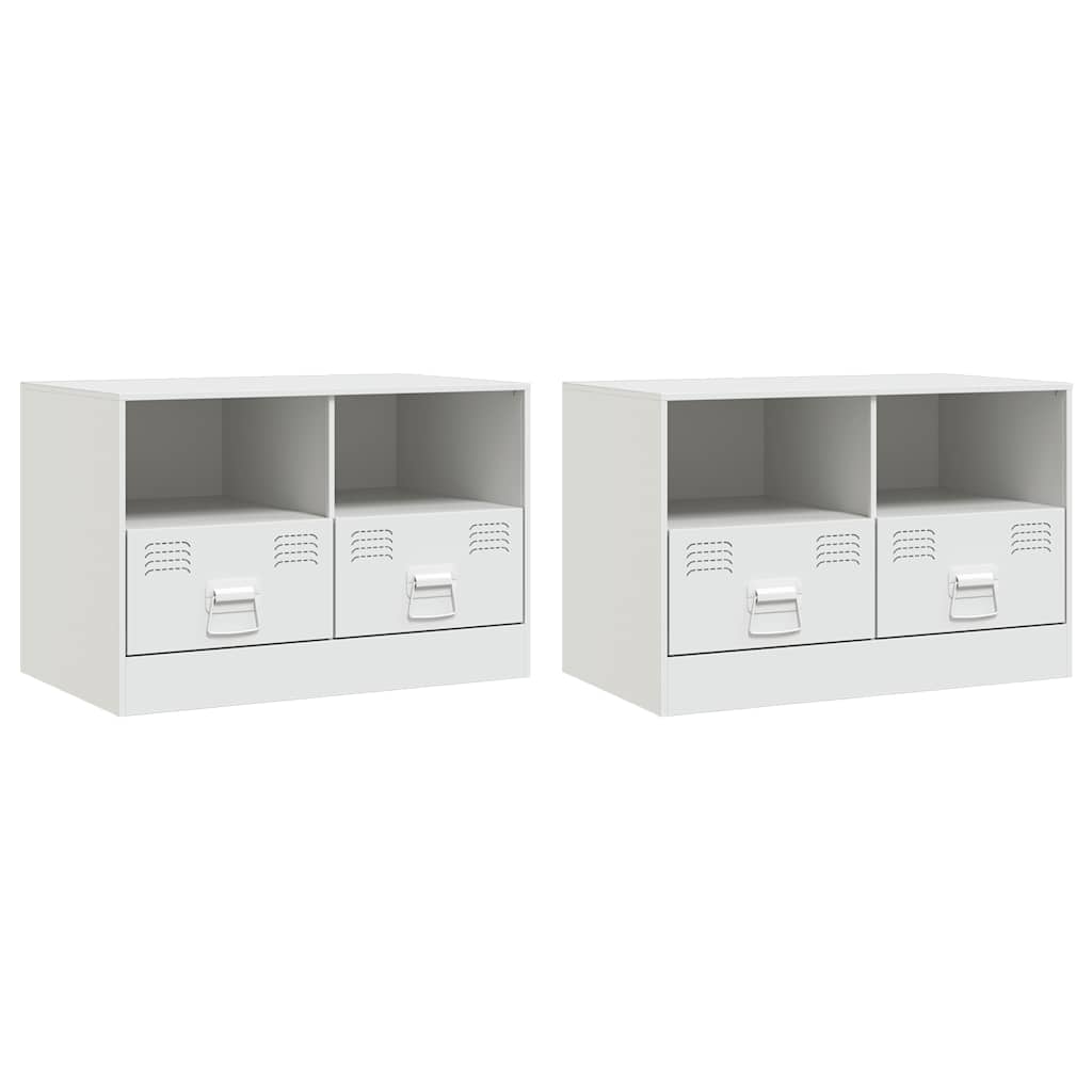 TV Cabinets 2 pcs White 67 x 39 x 44 cm Steel