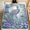 1Pc Peacock Print Flannel Blanket, High quality Comfortable for All Seasons, Home Decor, Warmth and Comfort, Perfect for Christmas Gifts W121
