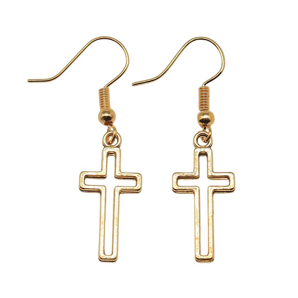 Cross Dangle Earrings Minimalist Gothic Christian Symbol Drop Earrings Girl Jewelry