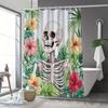 1Pc Skeleton Tropical Print Shower Curtain Bathroom Curtain With 12Pcs Free Hooks, Bathroom Home Decoration 180X200Cm