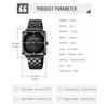 Skmei Square Watch Men Simple Stylish Stainless Steel Wristwatch Gentleman Waterproof Analog Business Casual Male Luxury Gift Black Wach for Men