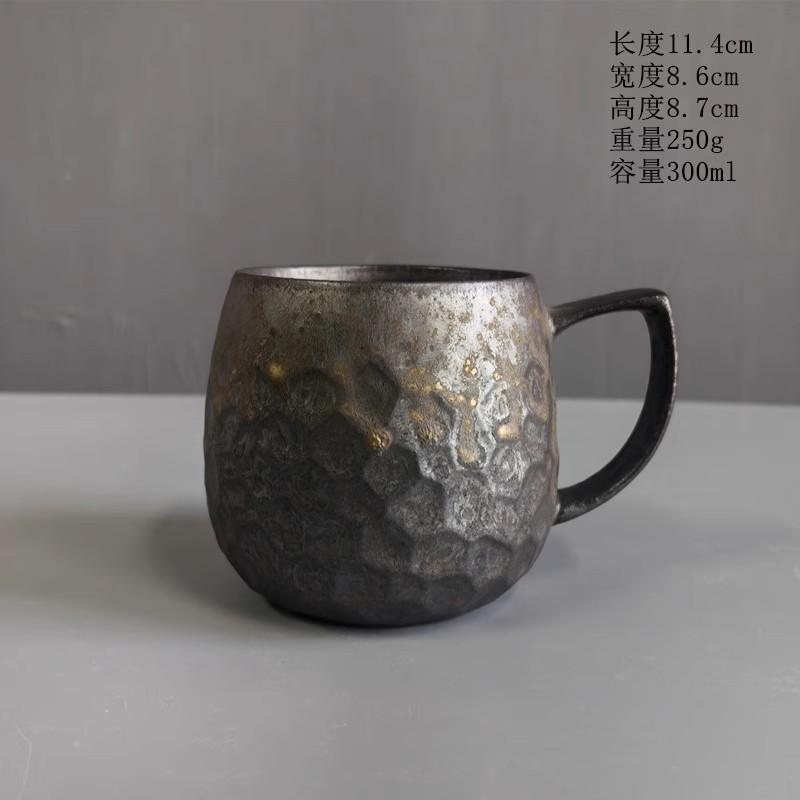 Ceramic Coffee Mug, Creative Retro Coarse Ceramic Rust Glaze, Milk Coffee Cup with Wooden Handle, Tea Set, Household Water Cup