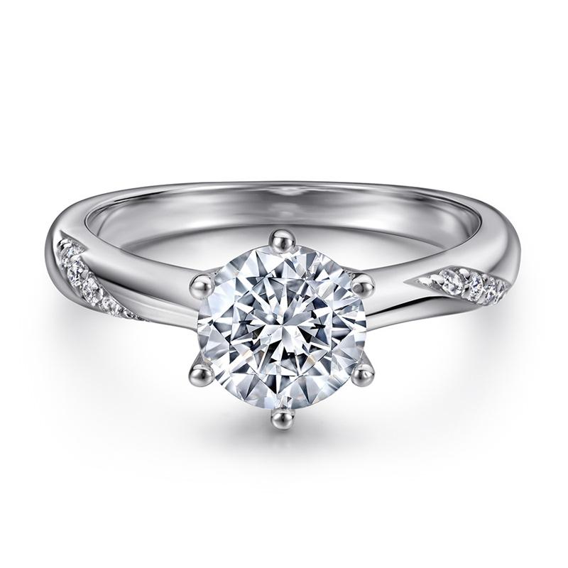 Bague Moissanite couleur D 1ct véritable, ronde, taille brillant, Test de diamant réussi, bague Solitaire en diamant Moissanite pour femmes, bijoux
